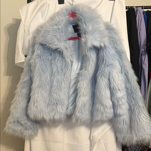 Light Blue Faux Fur Jacket